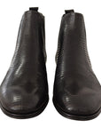 Dolce & Gabbana Elegant Black Leather Lizard Skin Derby Boots