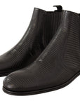 Dolce & Gabbana Elegant Black Leather Lizard Skin Derby Boots