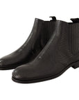 Dolce & Gabbana Elegant Black Leather Lizard Skin Derby Boots