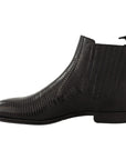 Dolce & Gabbana Elegant Black Leather Lizard Skin Derby Boots
