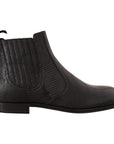 Dolce & Gabbana Elegant Black Leather Lizard Skin Derby Boots