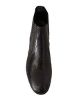 Dolce & Gabbana Elegant Black Leather Lizard Skin Derby Boots
