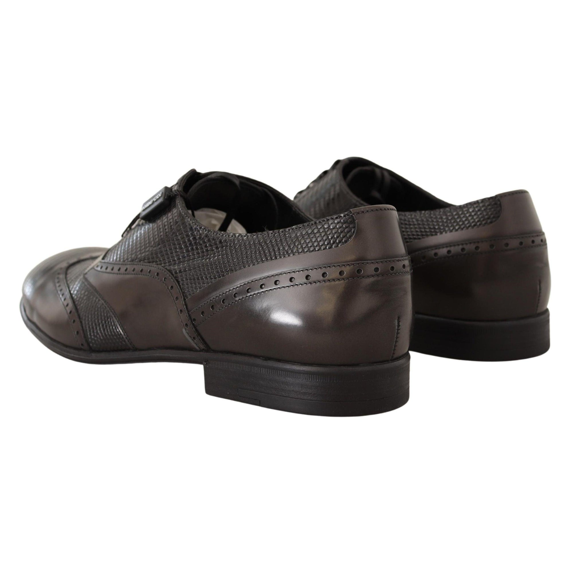 Dolce & Gabbana Elegant Brown Lizard Leather Oxford Shoes