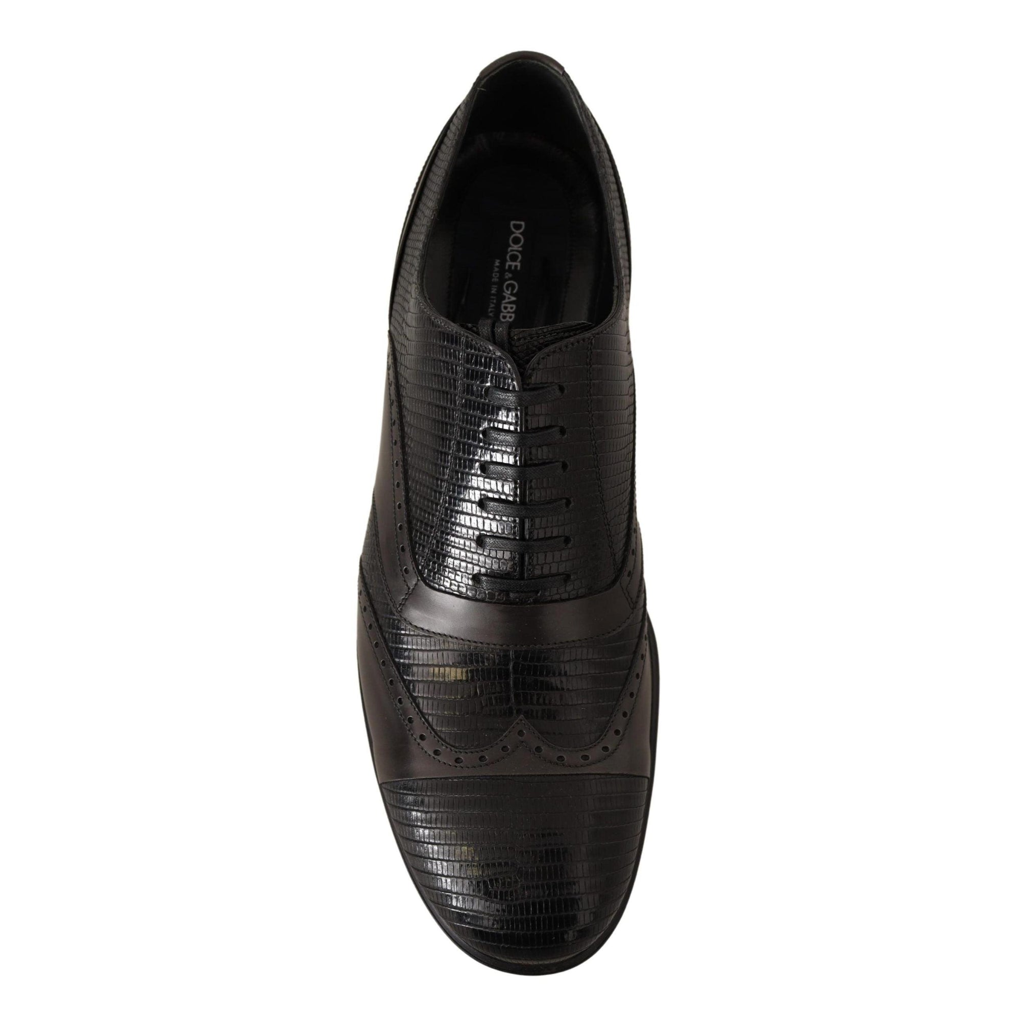 Dolce & Gabbana Elegant Brown Lizard Leather Oxford Shoes
