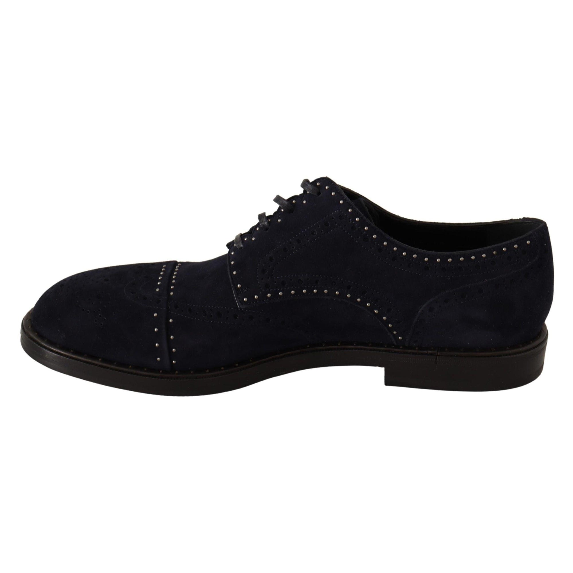 Dolce & Gabbana Elegant Suede Derby Shoes with Silver Studs