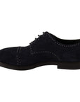 Dolce & Gabbana Elegant Suede Derby Shoes with Silver Studs