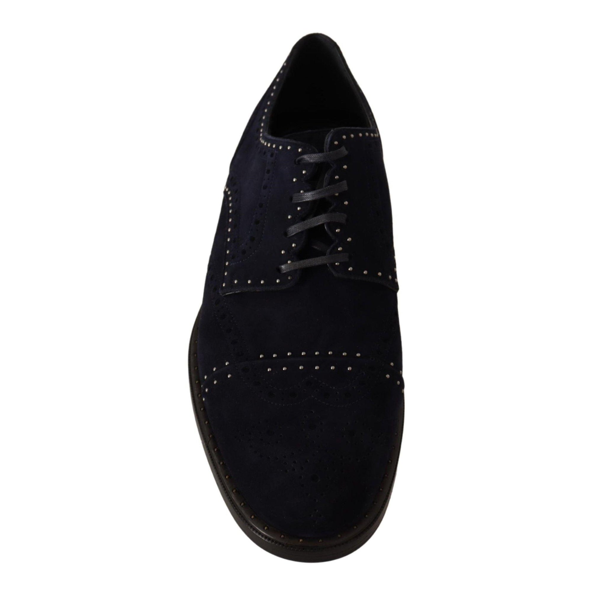 Dolce & Gabbana Elegant Suede Derby Shoes with Silver Studs