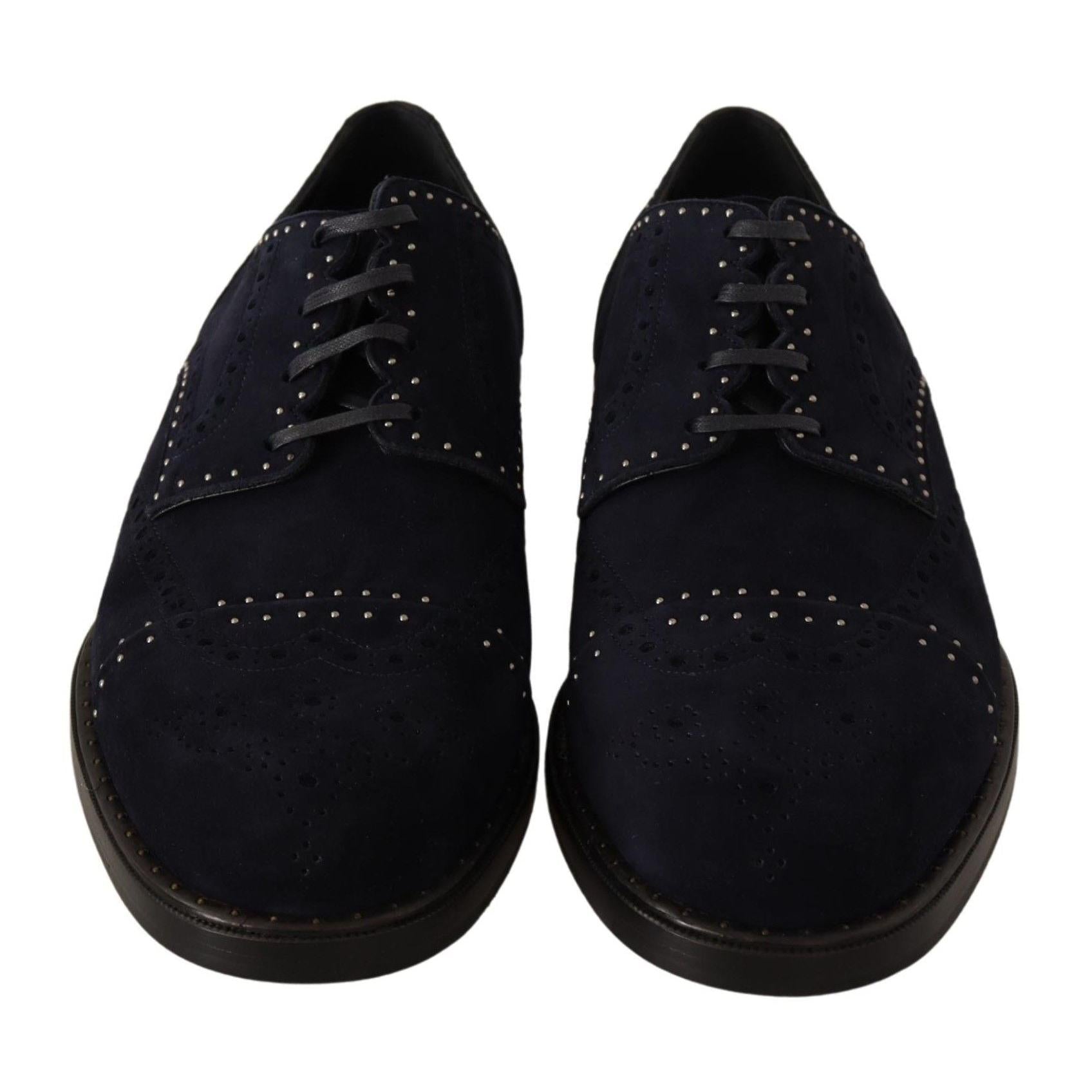 Dolce & Gabbana Elegant Suede Derby Shoes with Silver Studs