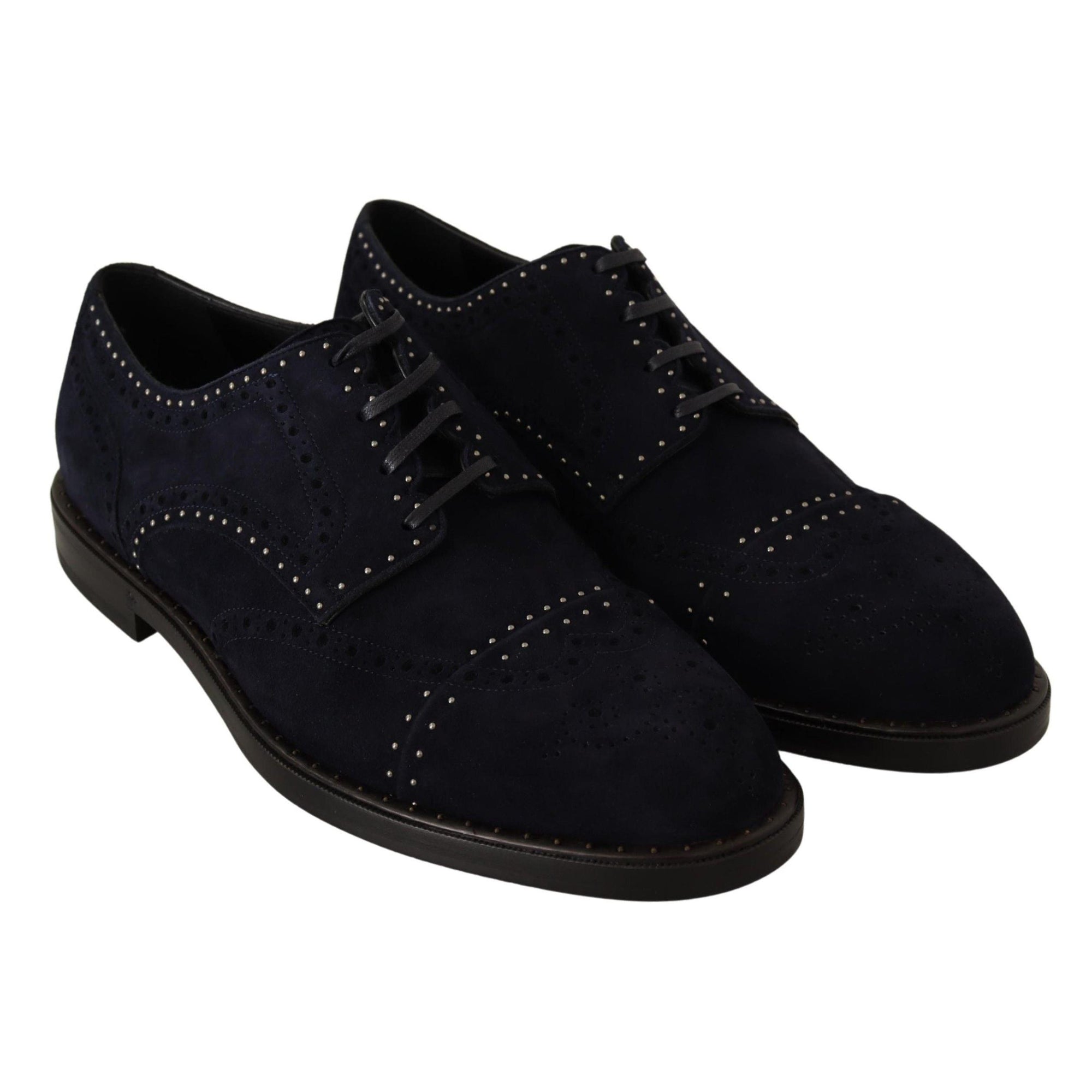 Dolce & Gabbana Elegant Suede Derby Shoes with Silver Studs