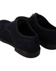 Dolce & Gabbana Elegant Suede Derby Shoes with Silver Studs