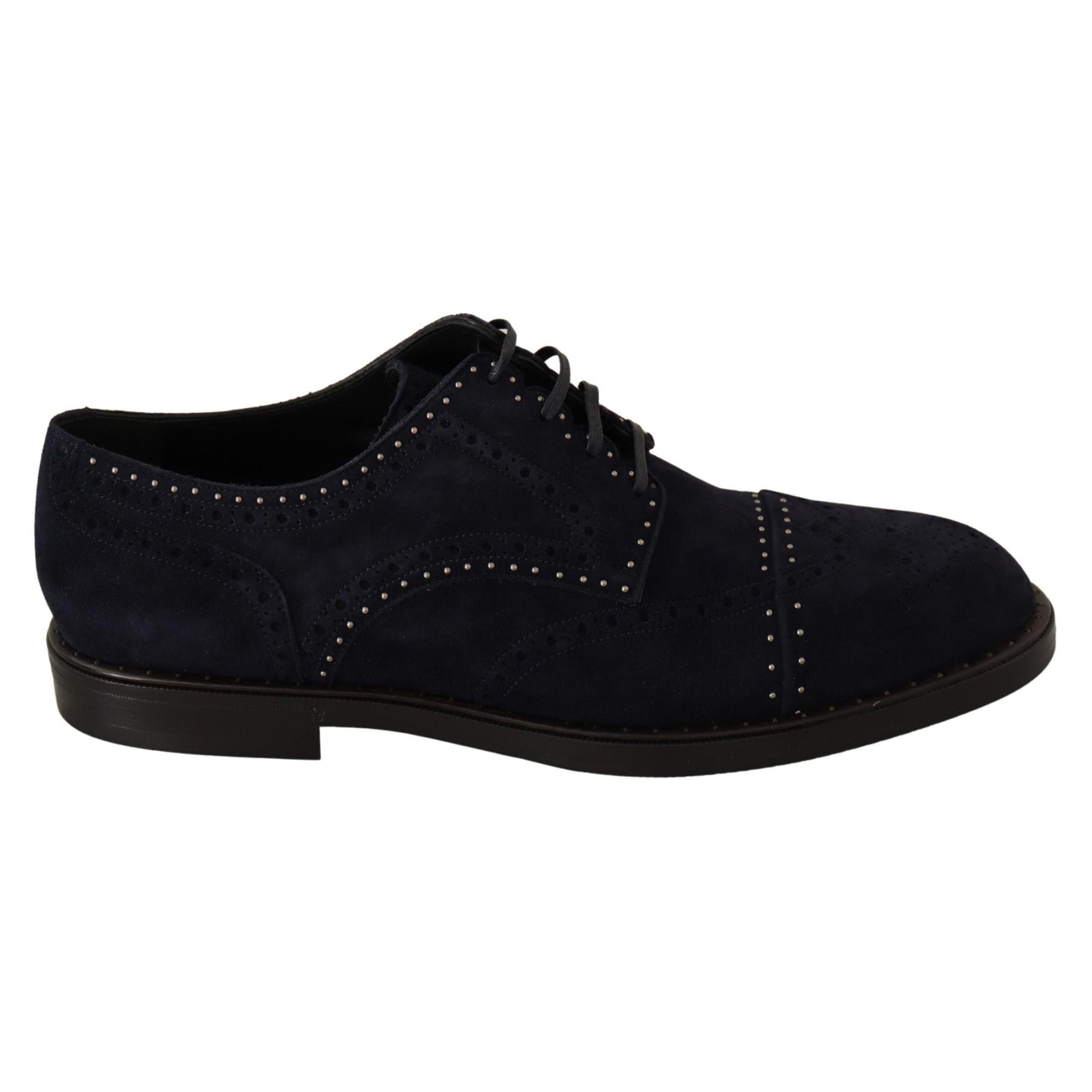 Dolce & Gabbana Elegant Suede Derby Shoes with Silver Studs
