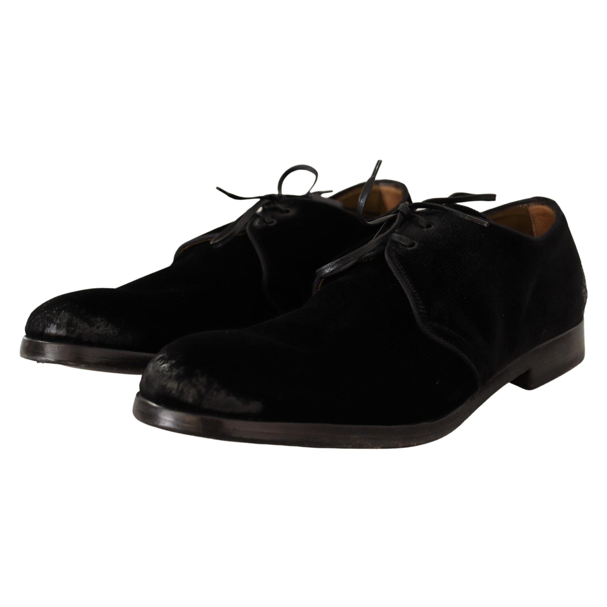 Dolce & Gabbana Elegant Black Velvet Derby Shoes