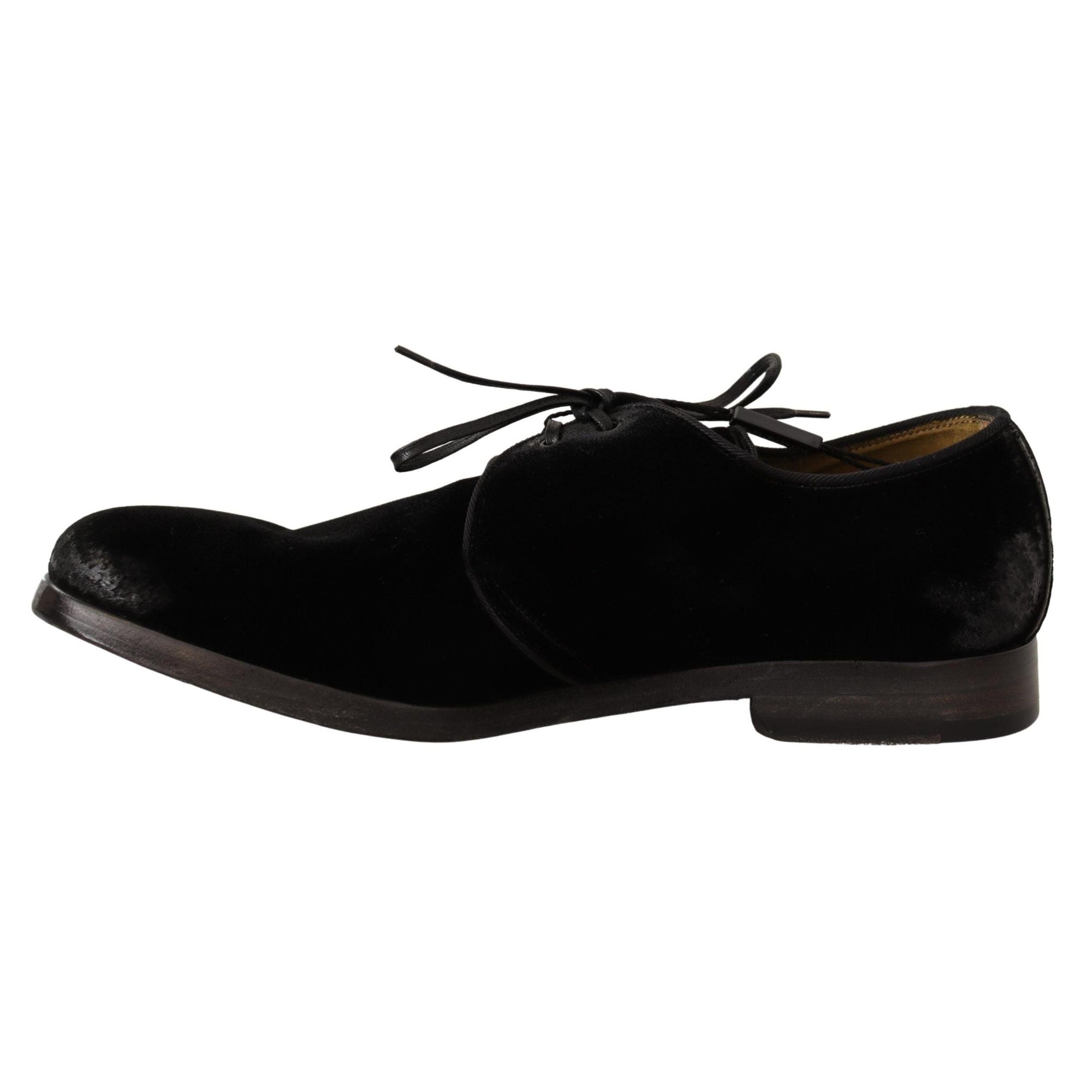 Dolce & Gabbana Elegant Black Velvet Derby Shoes