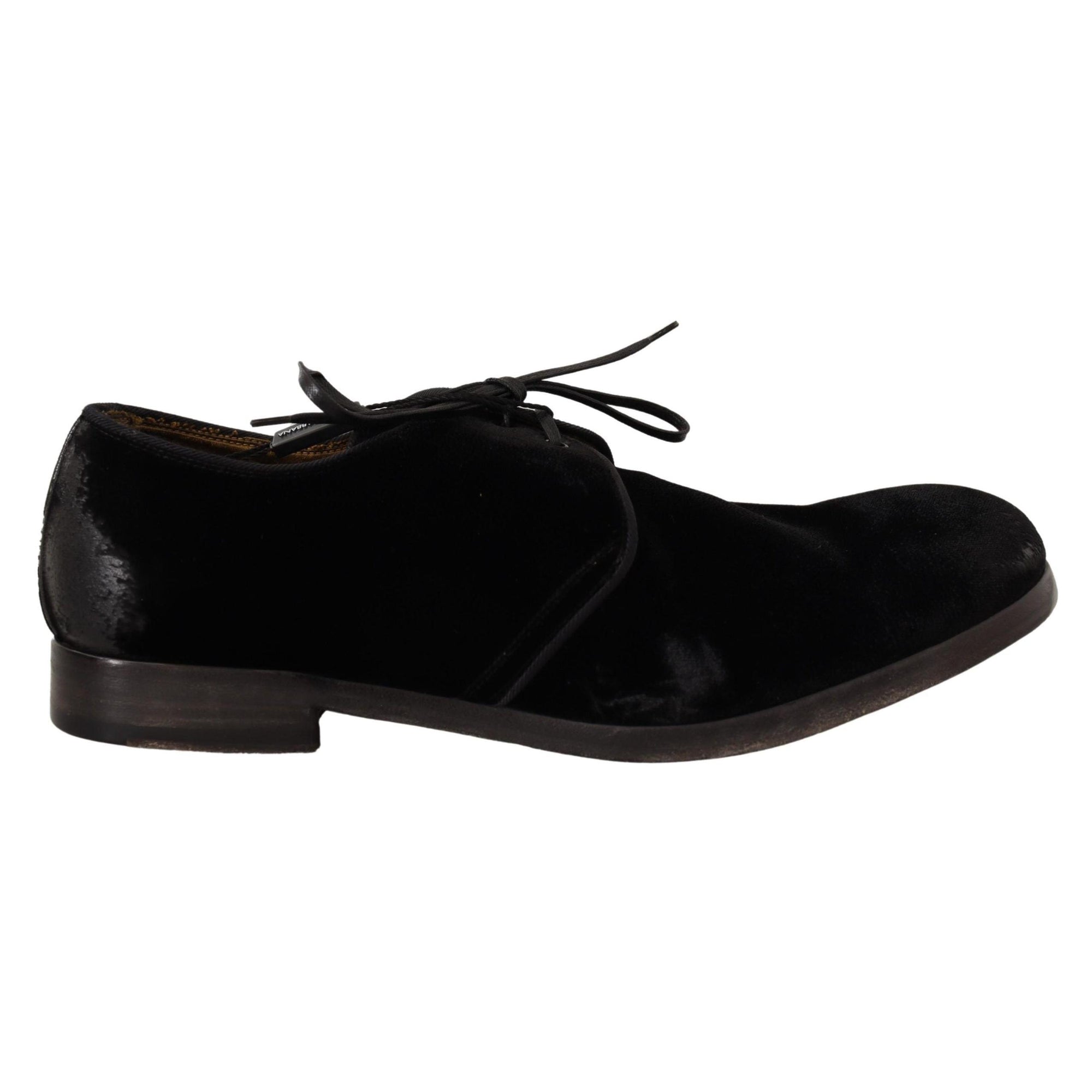 Dolce & Gabbana Elegant Black Velvet Derby Shoes