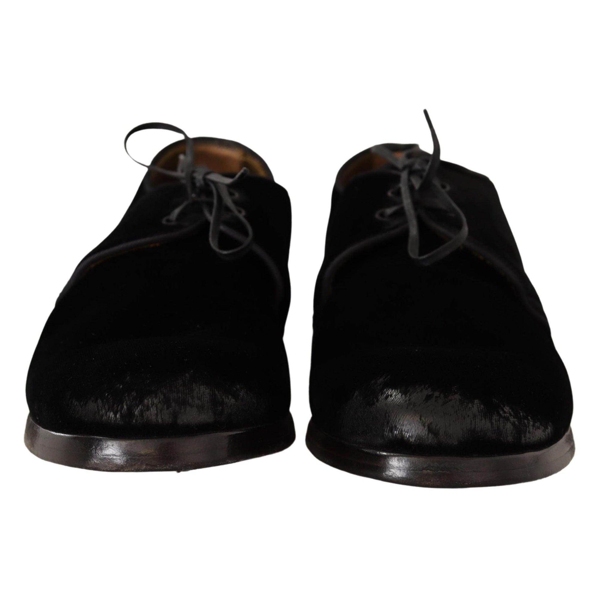 Dolce & Gabbana Elegant Black Velvet Derby Shoes