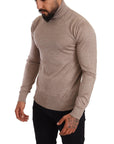 Dolce & Gabbana Beige Turtleneck Cashmere-Silk Blend Sweater