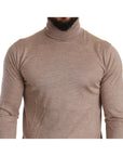 Dolce & Gabbana Beige Turtleneck Cashmere-Silk Blend Sweater