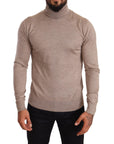 Dolce & Gabbana Beige Turtleneck Cashmere-Silk Blend Sweater