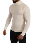 Dolce & Gabbana Ivory Cashmere-Silk Blend Turtleneck Sweater