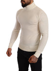 Dolce & Gabbana Ivory Cashmere-Silk Blend Turtleneck Sweater