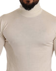 Dolce & Gabbana Ivory Cashmere-Silk Blend Turtleneck Sweater
