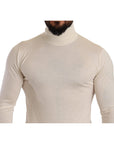 Dolce & Gabbana Ivory Cashmere-Silk Blend Turtleneck Sweater