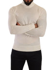 Dolce & Gabbana Ivory Cashmere-Silk Blend Turtleneck Sweater