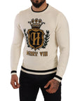 Dolce & Gabbana Elegant Snow-White Heraldic Cashmere Sweater