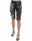 Dolce & Gabbana Elegant Knee-Length Embellished Denim Shorts