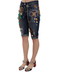 Dolce & Gabbana Elegant Knee-Length Embellished Denim Shorts