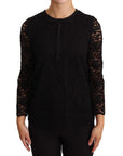 Dolce & Gabbana Elegant Black Floral Lace Long Sleeve Top