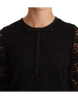 Dolce & Gabbana Elegant Black Floral Lace Long Sleeve Top