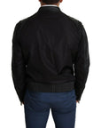 Dolce & Gabbana Elegant Black Bomber with Leather Accents