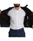Dolce & Gabbana Elegant Black Bomber with Leather Accents