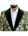 Dolce & Gabbana Elegant Gold Green Jacquard Sicilia Jacket