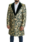 Dolce & Gabbana Elegant Gold Green Jacquard Sicilia Jacket