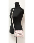 MCM Signature Soft Pink Diamond Logo Leather Mini Flap Lock Crossbody Handbag