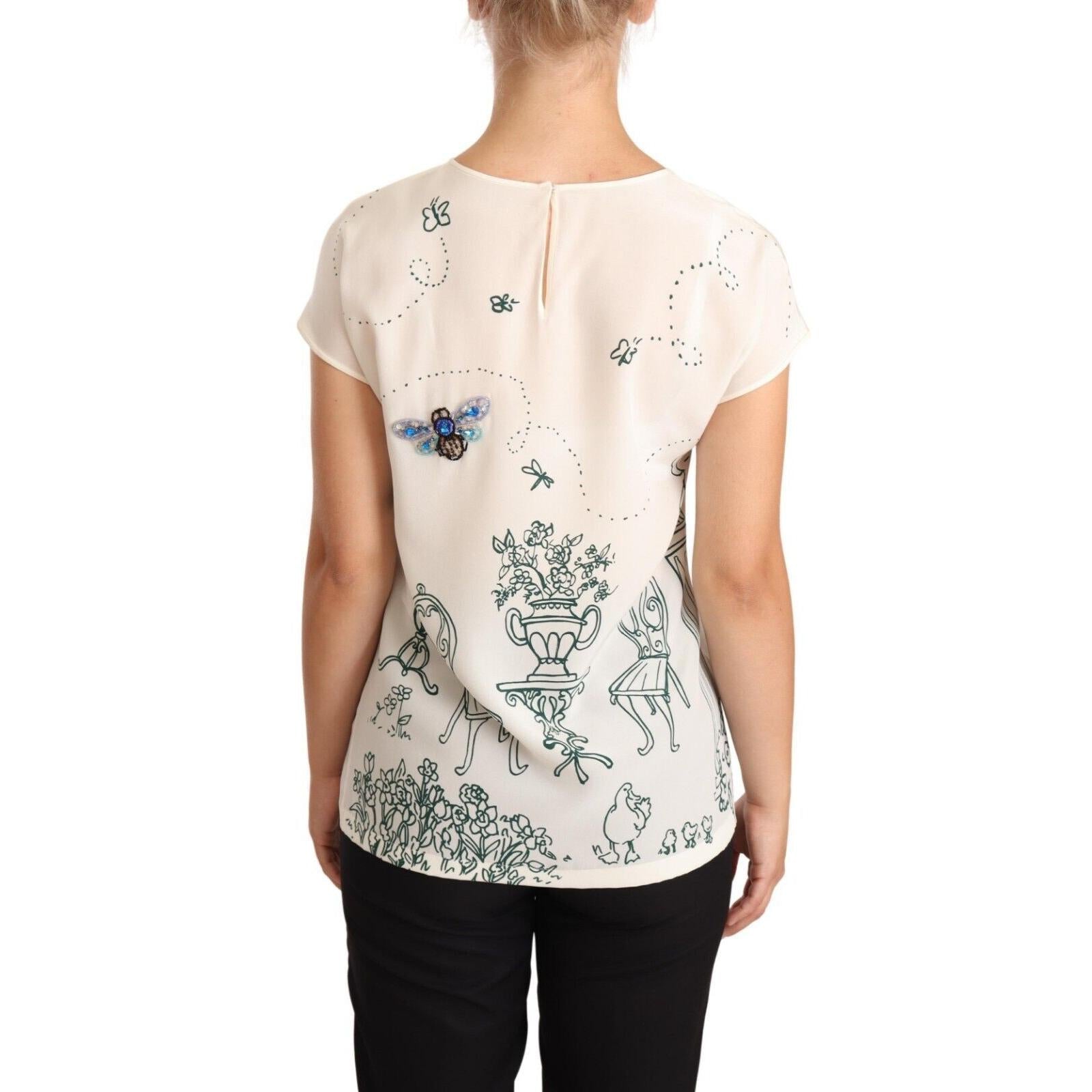 Dolce & Gabbana Elegant Silk Botanical Garden Fountain Tee