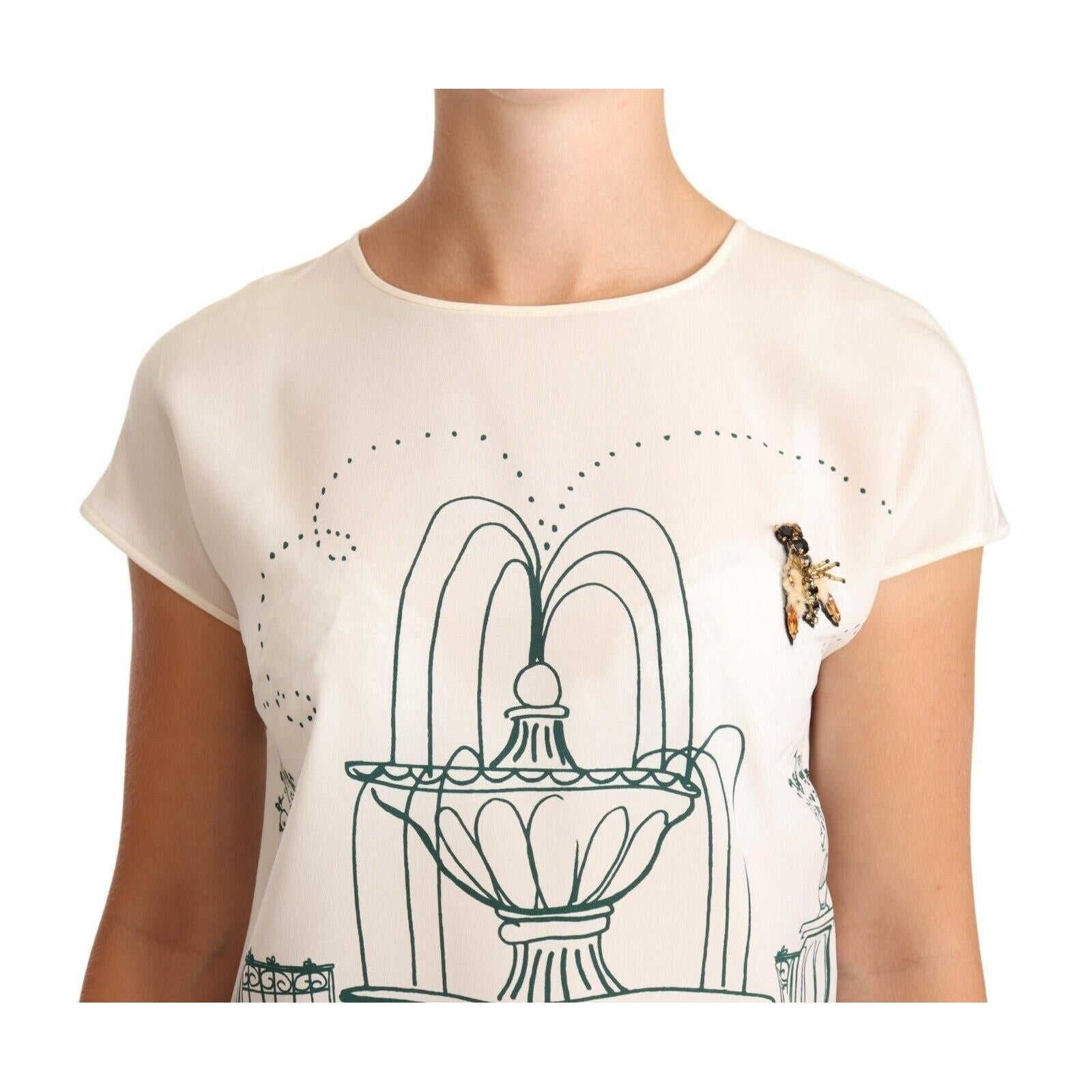 Dolce & Gabbana Elegant Silk Botanical Garden Fountain Tee