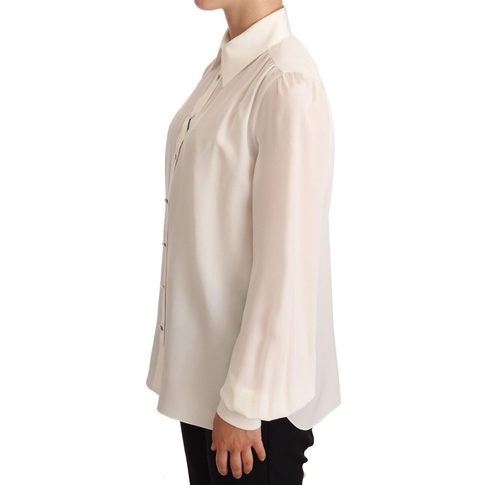 Dolce & Gabbana Elegant Silk Top in Off White
