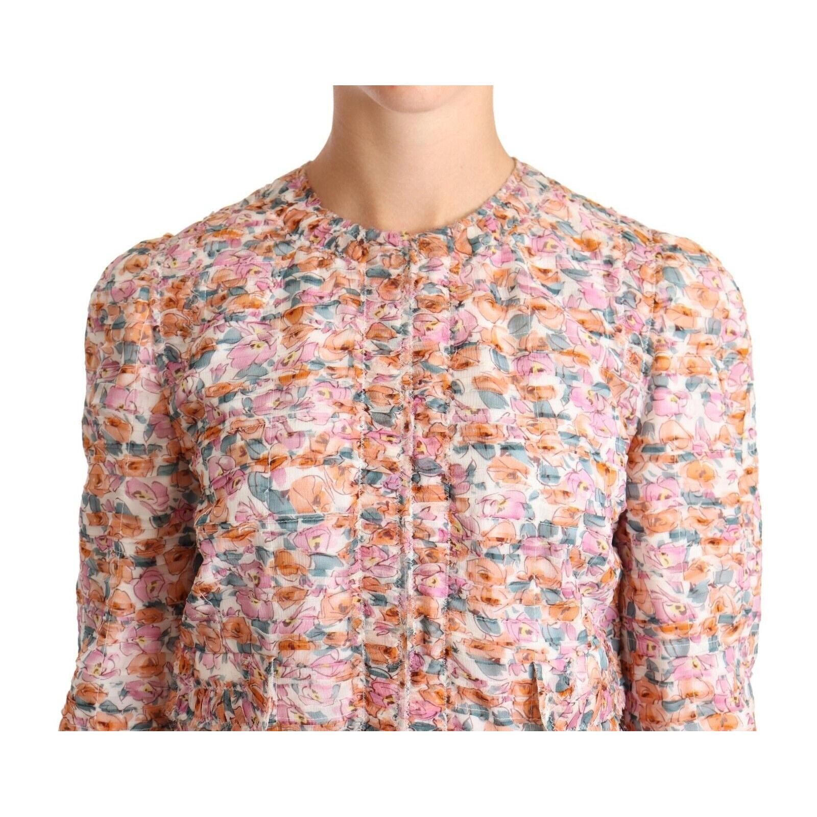 Dolce & Gabbana Elegant Floral Silk Trench Coat