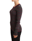 Dolce & Gabbana Elegant Maroon and Green Striped Crewneck Sweater
