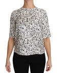 Dolce & Gabbana Elegant Trumpet Print Silk Blouse Top