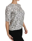 Dolce & Gabbana Elegant Trumpet Print Silk Blouse Top