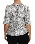 Dolce & Gabbana Elegant Trumpet Print Silk Blouse Top