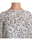 Dolce & Gabbana Elegant Trumpet Print Silk Blouse Top