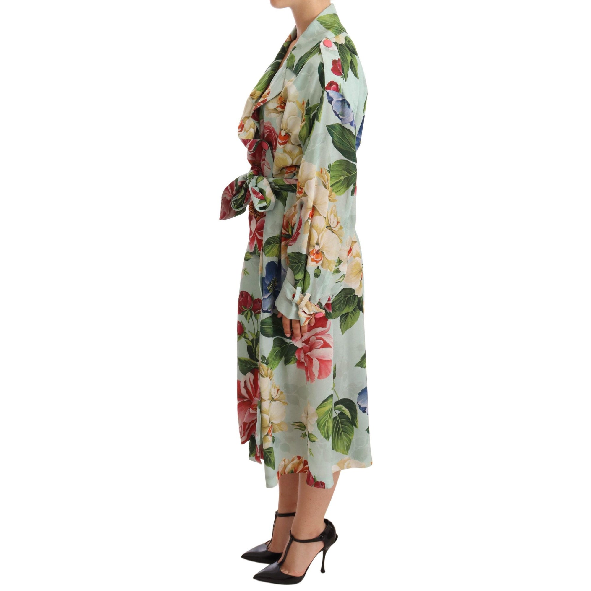 Dolce & Gabbana Elegant Floral Silk Trench Coat