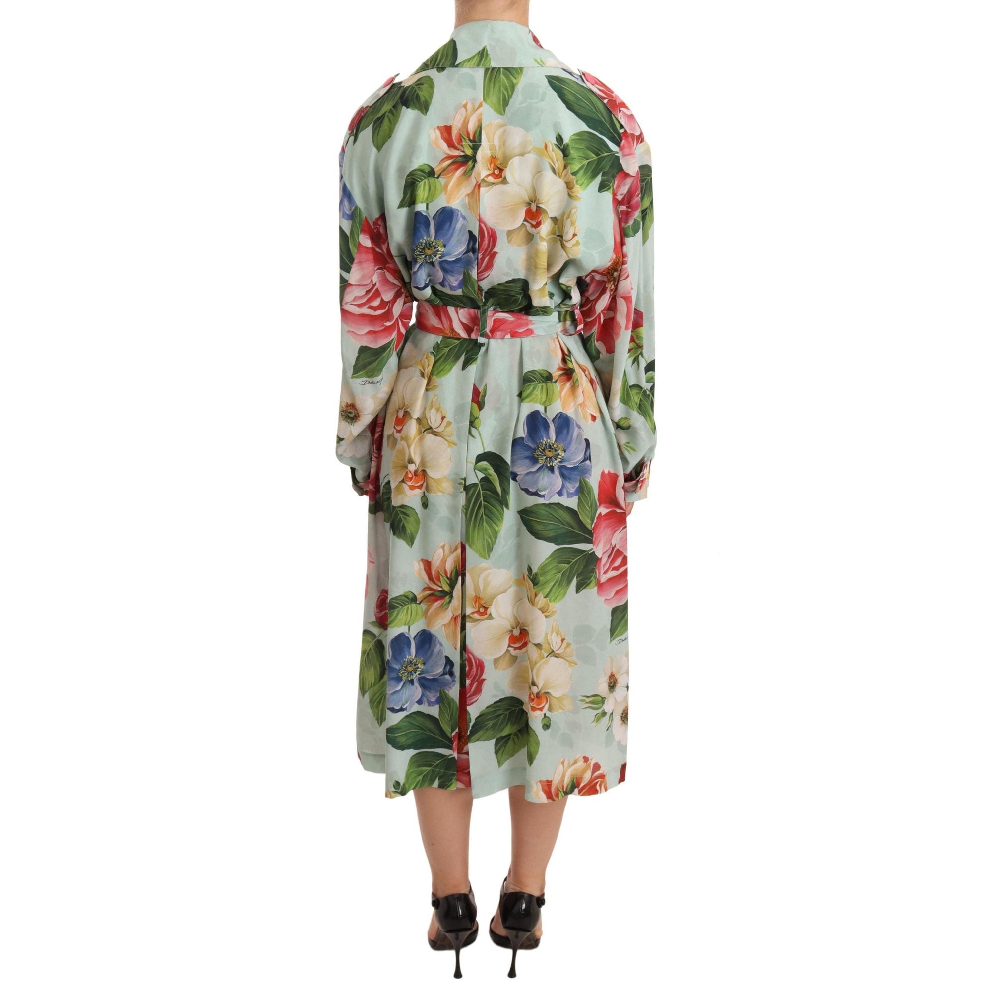 Dolce & Gabbana Elegant Floral Silk Trench Coat
