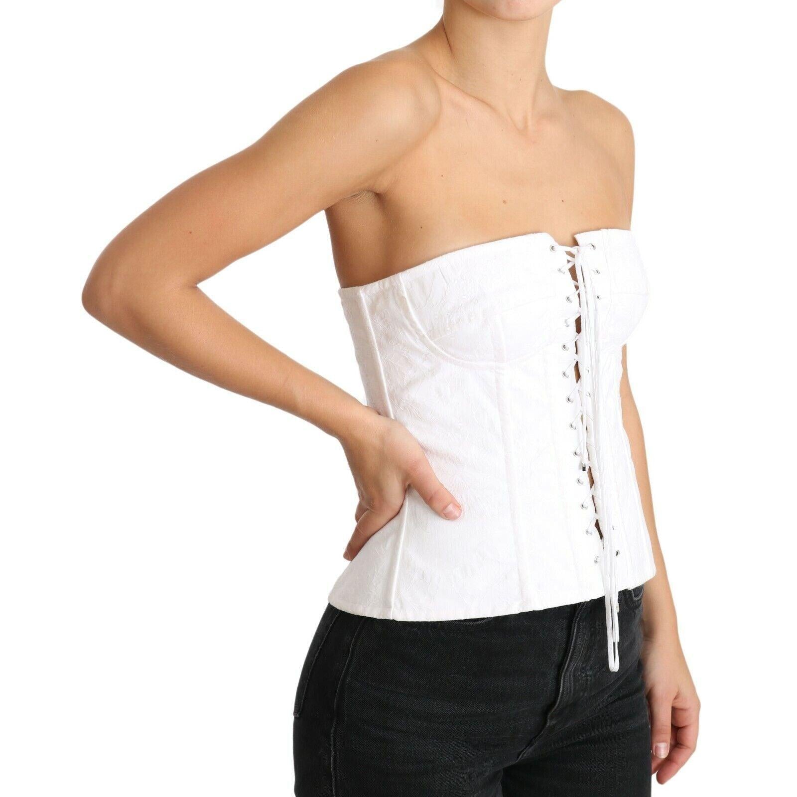 Dolce & Gabbana Elegant White Strapless Corset Top