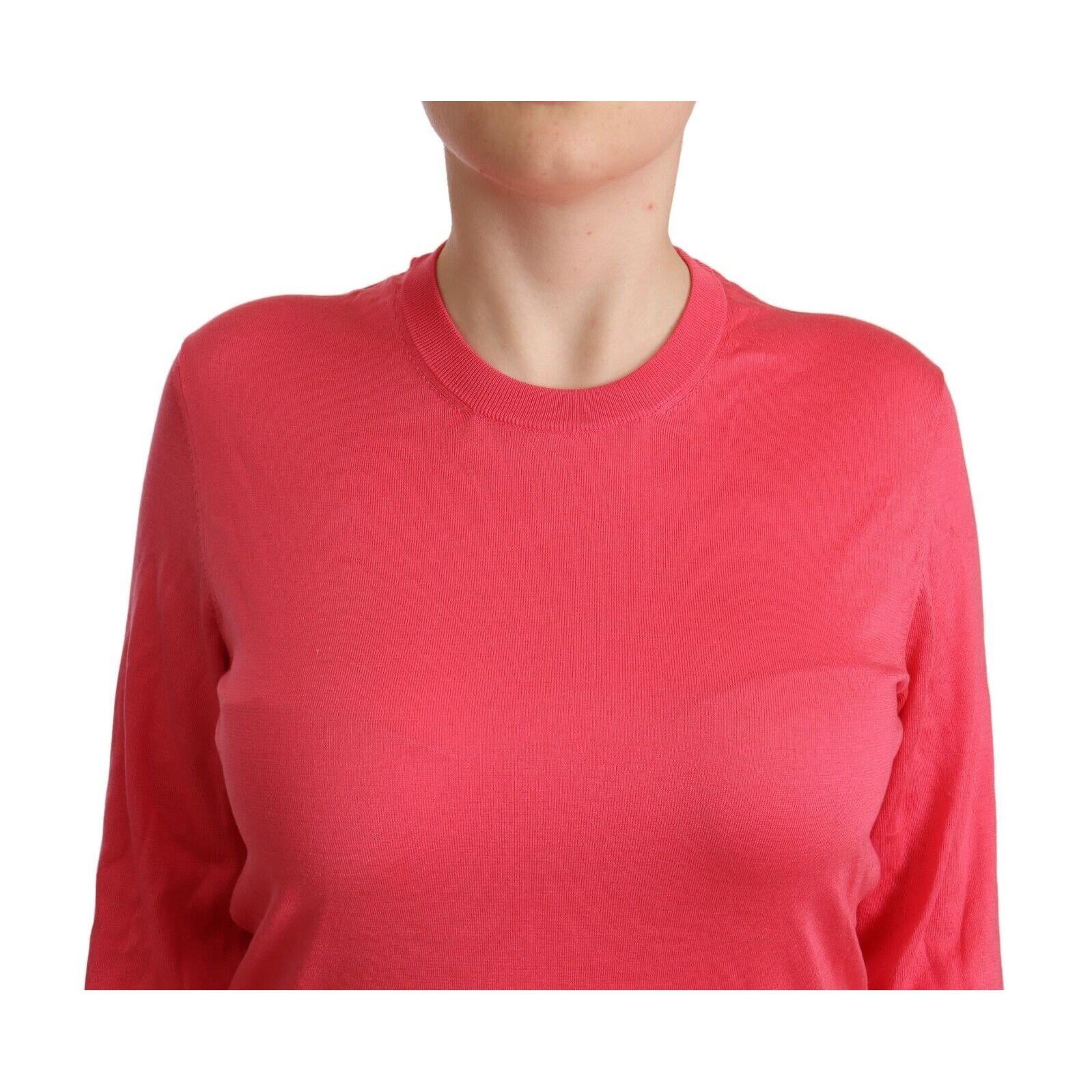 Dolce & Gabbana Elegant Pink Silk Crewneck Sweater